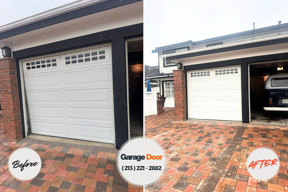 Before and after: garage door repair Bayou Cane, LA